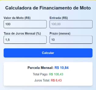 Calculadora de financiamento